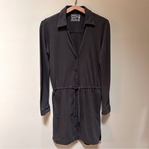 Faherty ~ Organic Sunwashed Gray Cotton Button Front Drawstring Polo Dress- XS